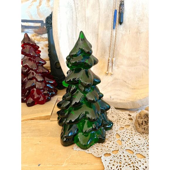 Vintage Mosser Glass Forest Green Christmas Tree – 8 Inch - Picture 1 of 5